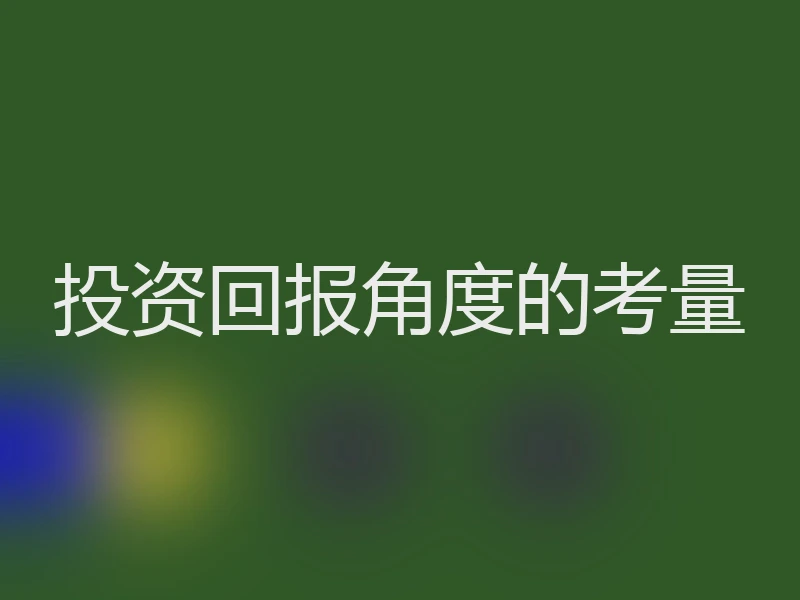 投资回报角度的考量