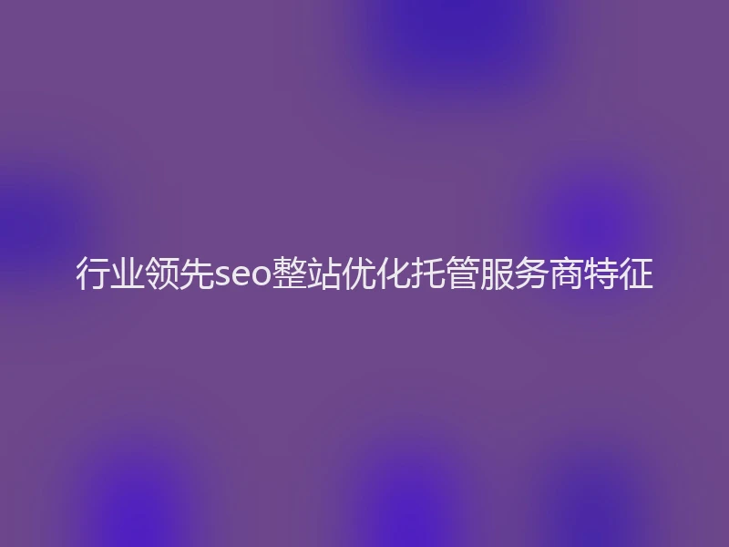 行业领先seo整站优化托管服务商特征