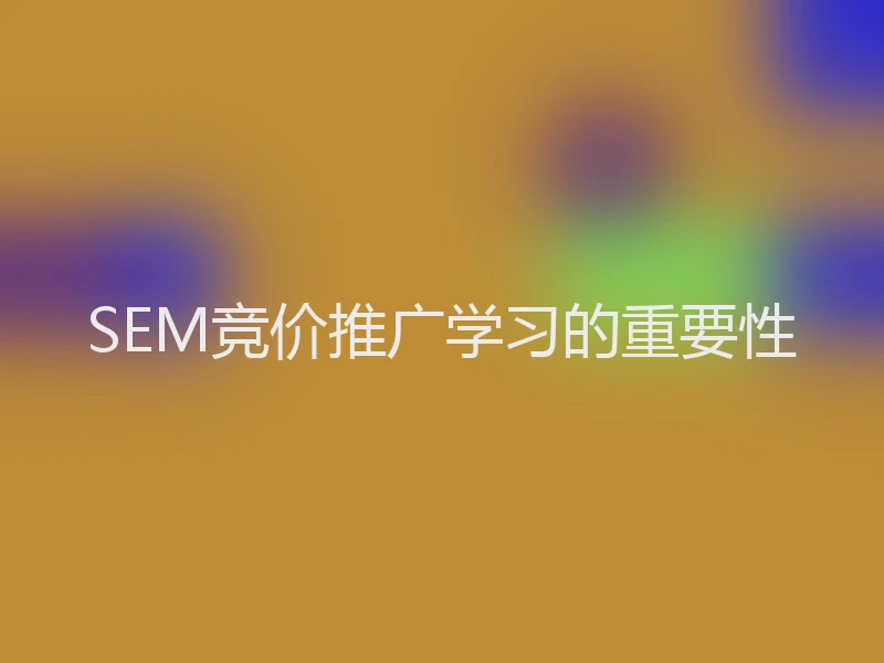 SEM竞价推广学习的重要性