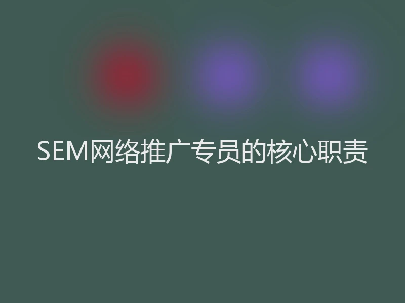 SEM网络推广专员的核心职责