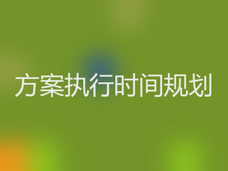 方案执行时间规划