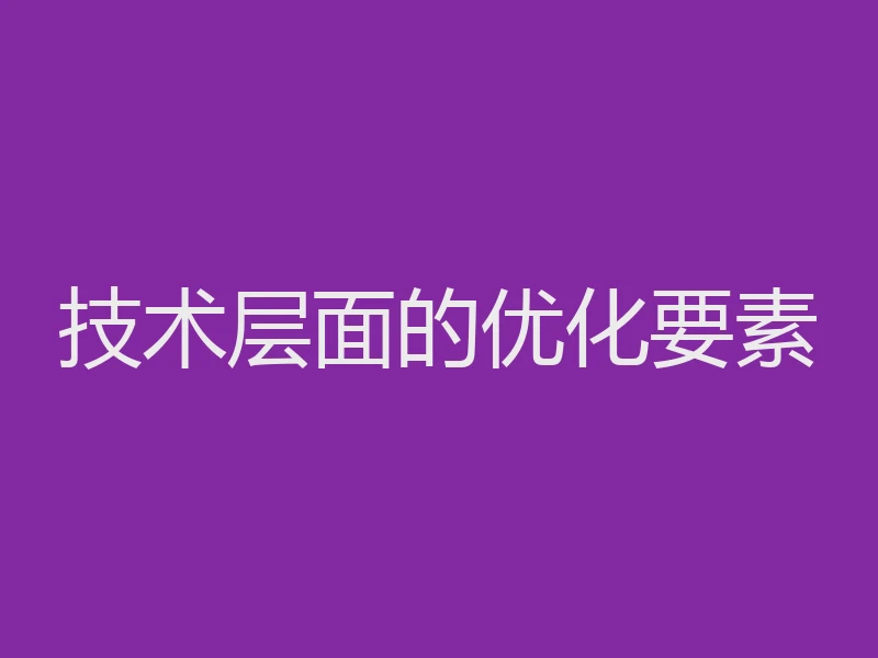 技术层面的优化要素