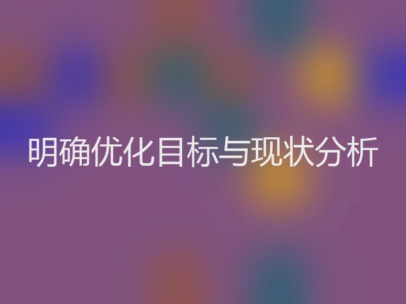 明确优化目标与现状分析