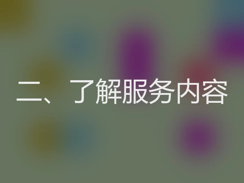 二、了解服务内容
