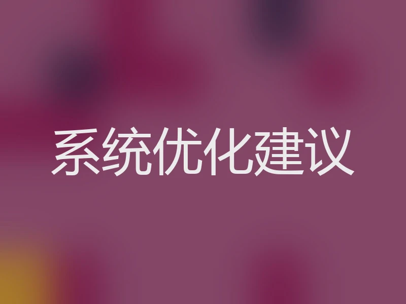 系统优化建议