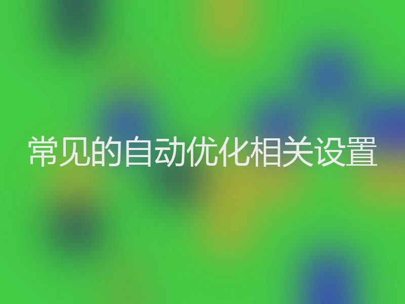 常见的自动优化相关设置