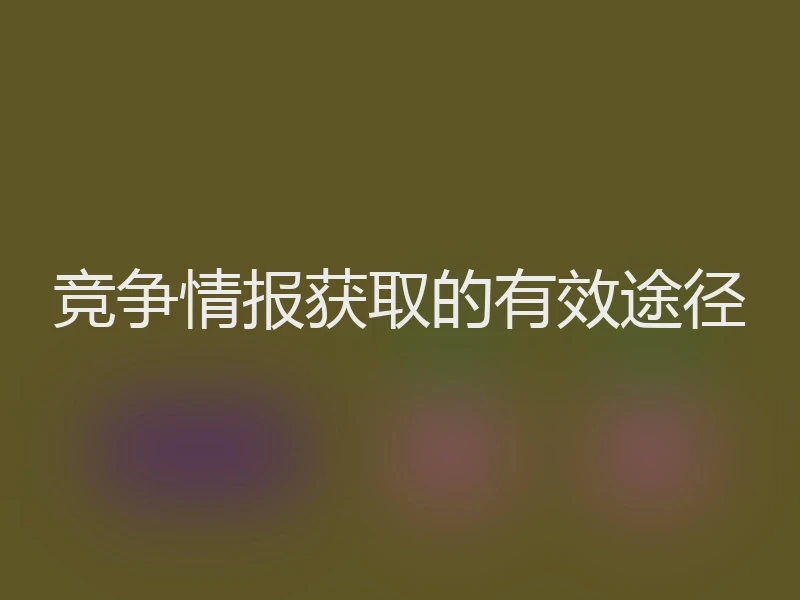 竞争情报获取的有效途径