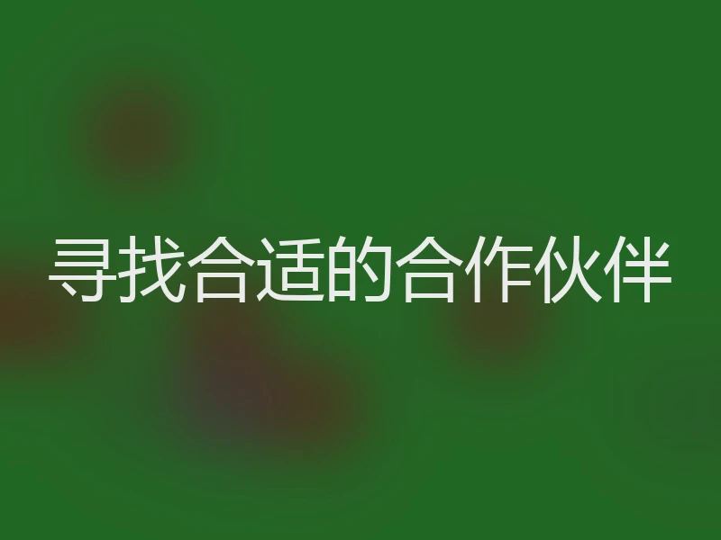 寻找合适的合作伙伴