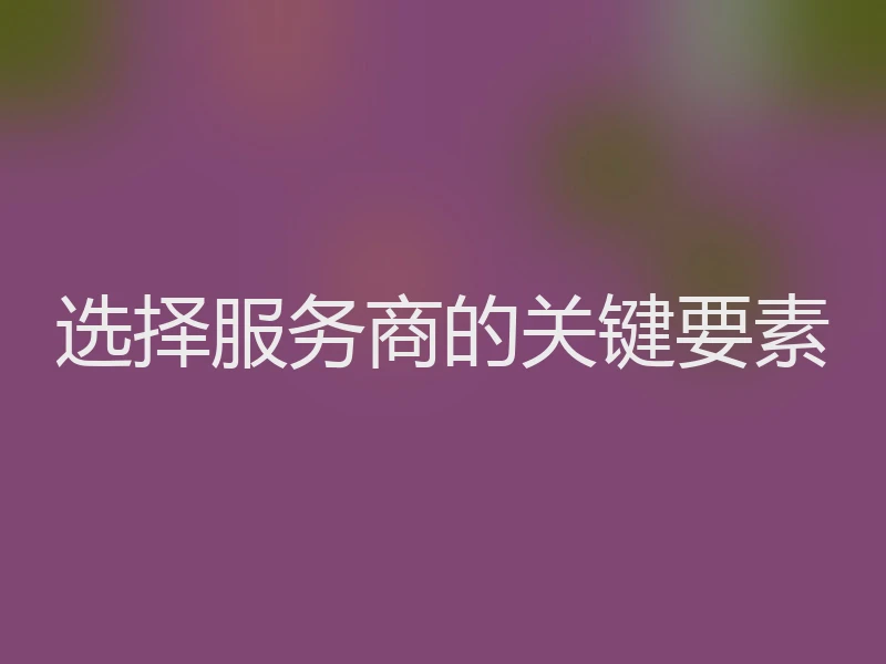 选择服务商的关键要素