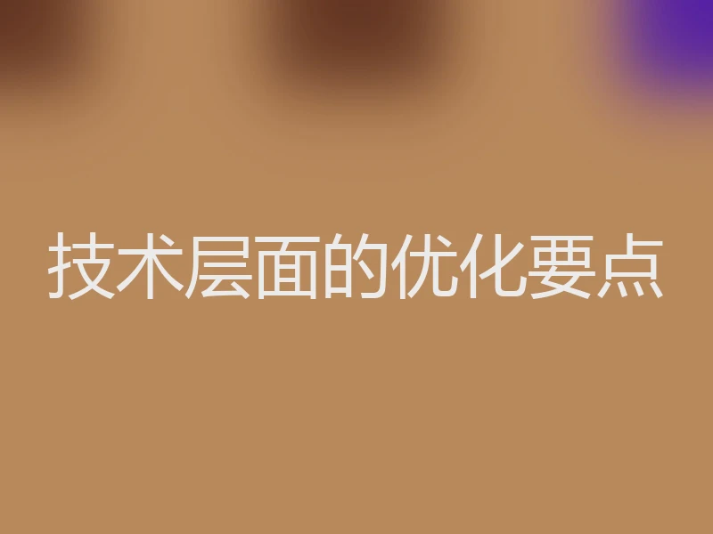 技术层面的优化要点