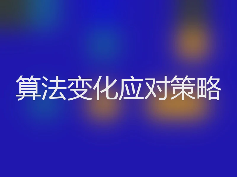 算法变化应对策略