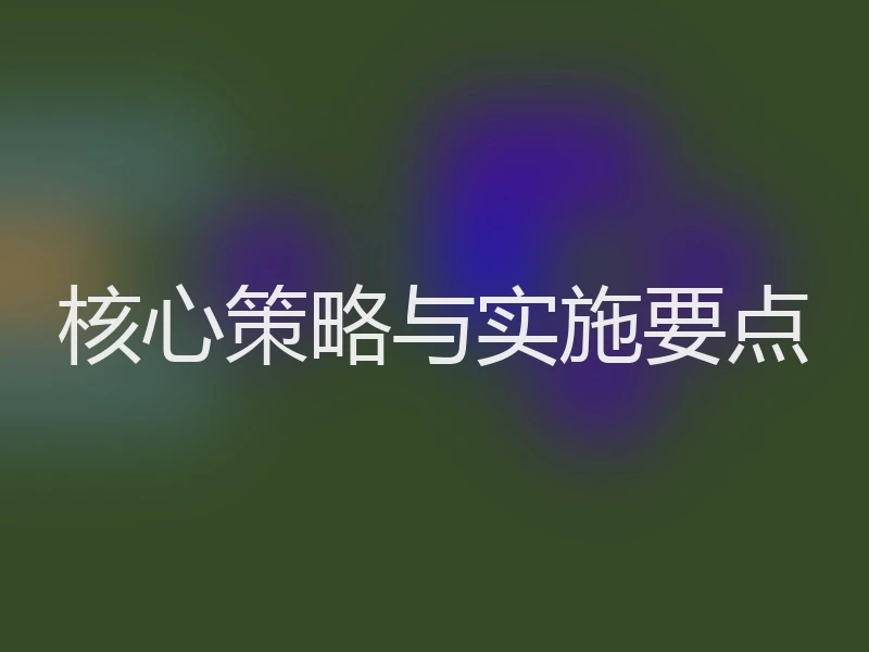 核心策略与实施要点