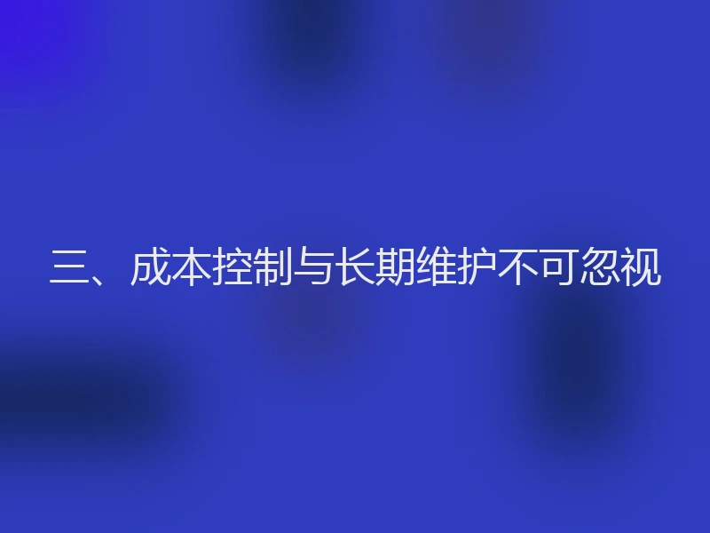 三、成本控制与长期维护不可忽视