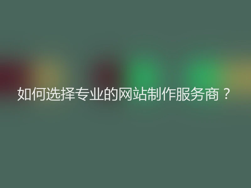如何选择专业的网站制作服务商?