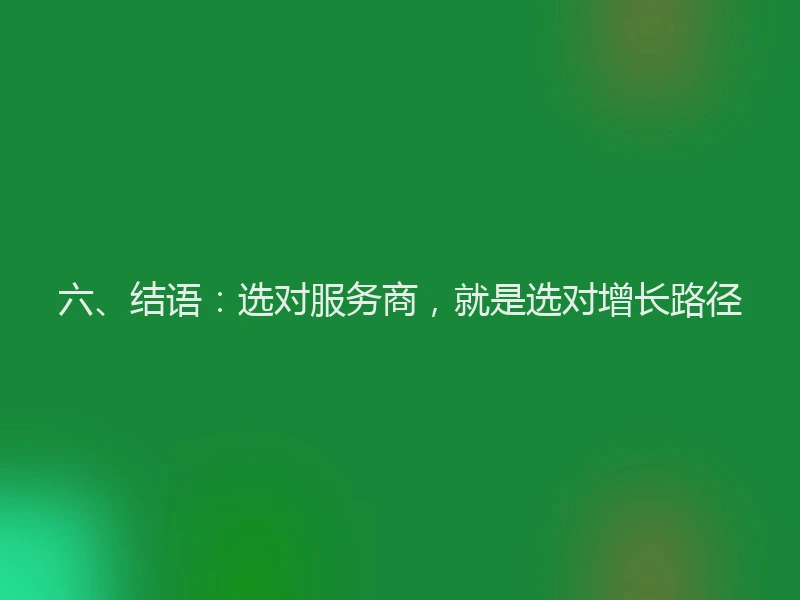 六、结语：选对服务商，就是选对增长路径