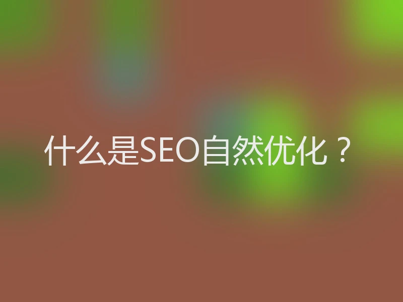 什么是SEO自然优化？
