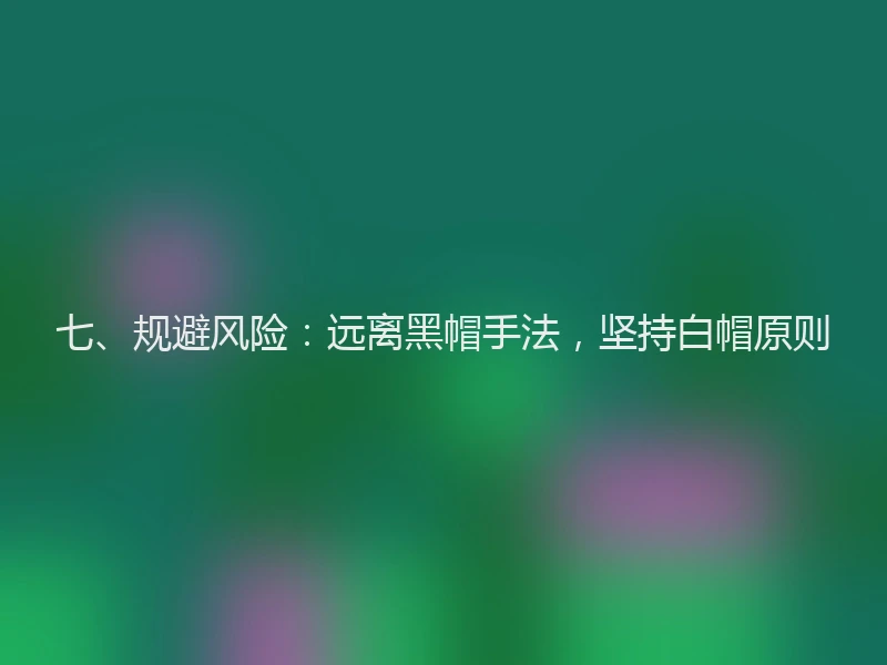 七、规避风险：远离黑帽手法，坚持白帽原则
