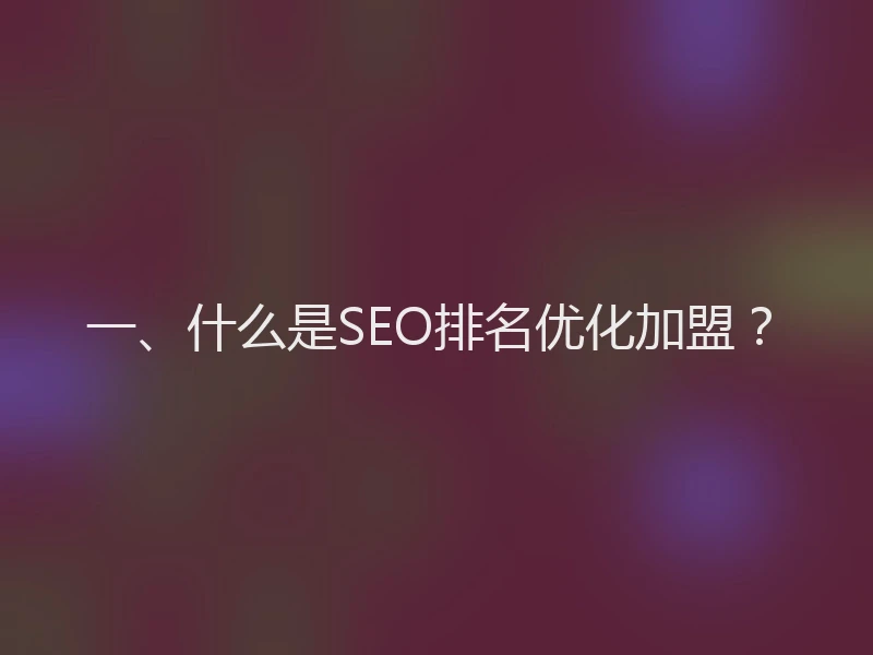 一、什么是SEO排名优化加盟?