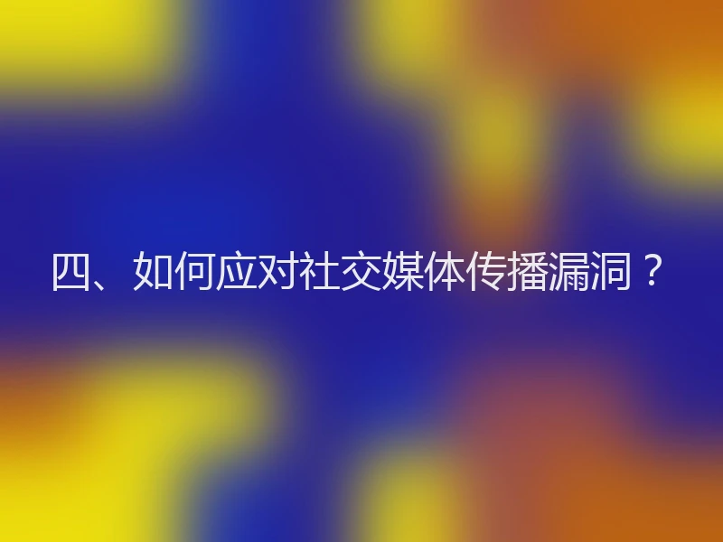 四、如何应对社交媒体传播漏洞？