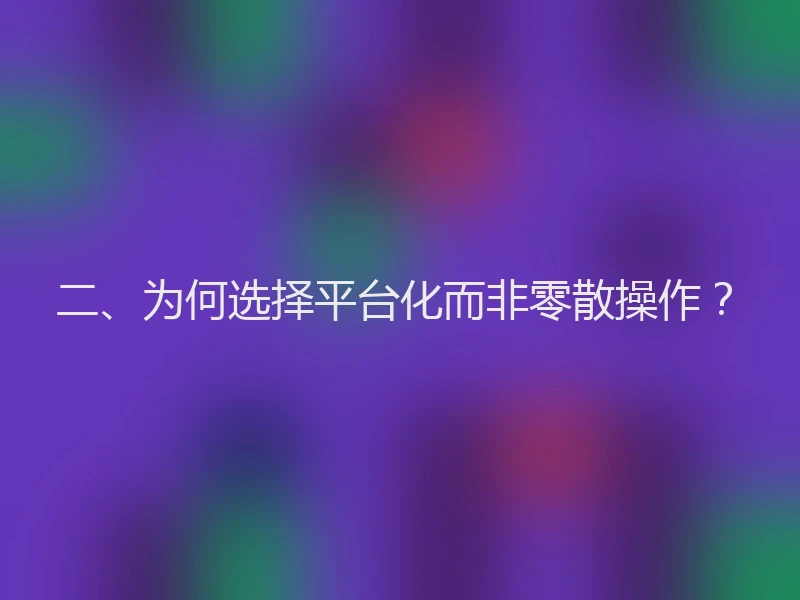 二、为何选择平台化而非零散操作？