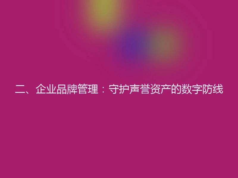 二、企业品牌管理：守护声誉资产的数字防线