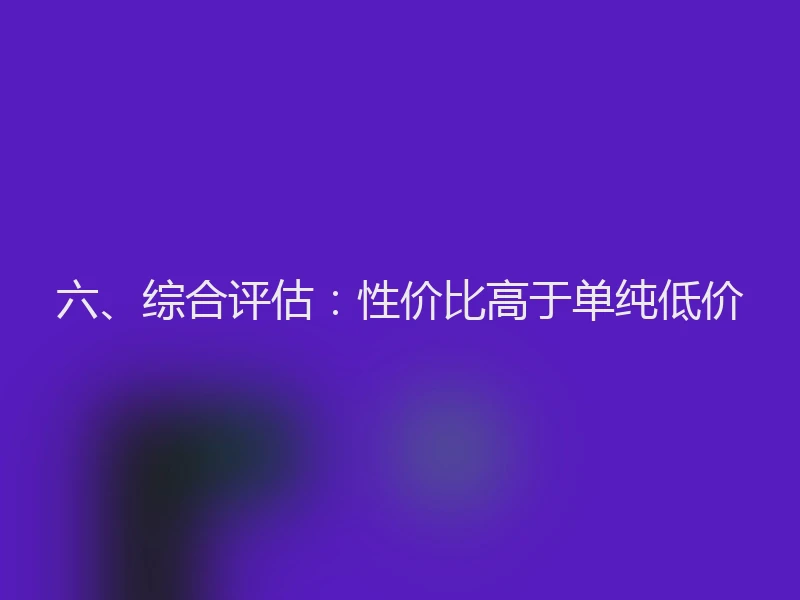 六、综合评估：性价比高于单纯低价