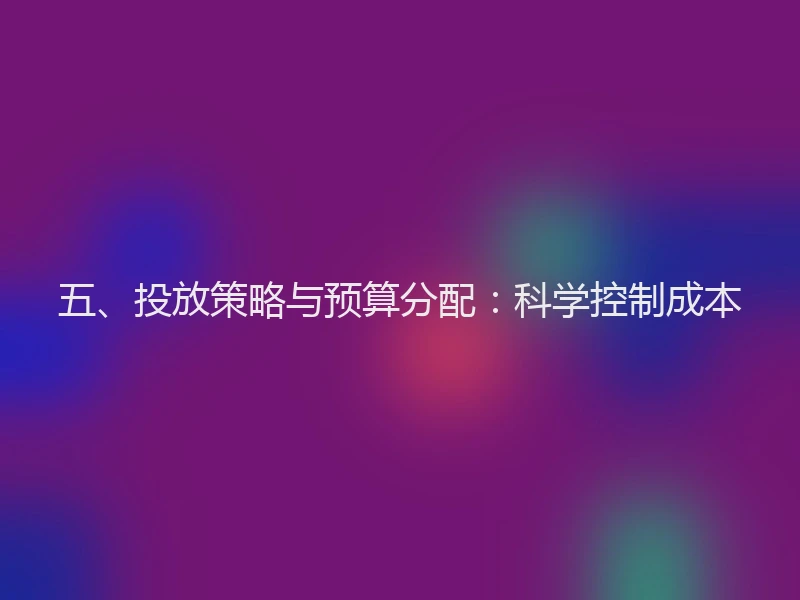 五、投放策略与预算分配：科学控制成本