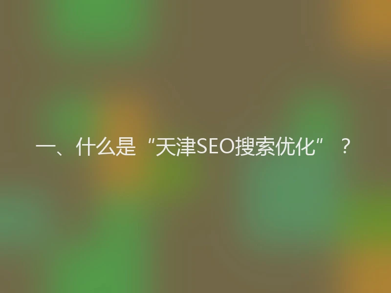 一、什么是“天津SEO搜索优化”?