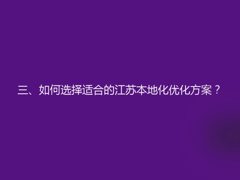 三、如何选择适合的江苏本地化优化方案？