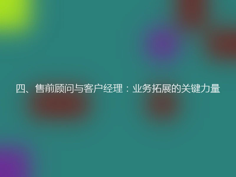四、售前顾问与客户经理：业务拓展的关键力量
