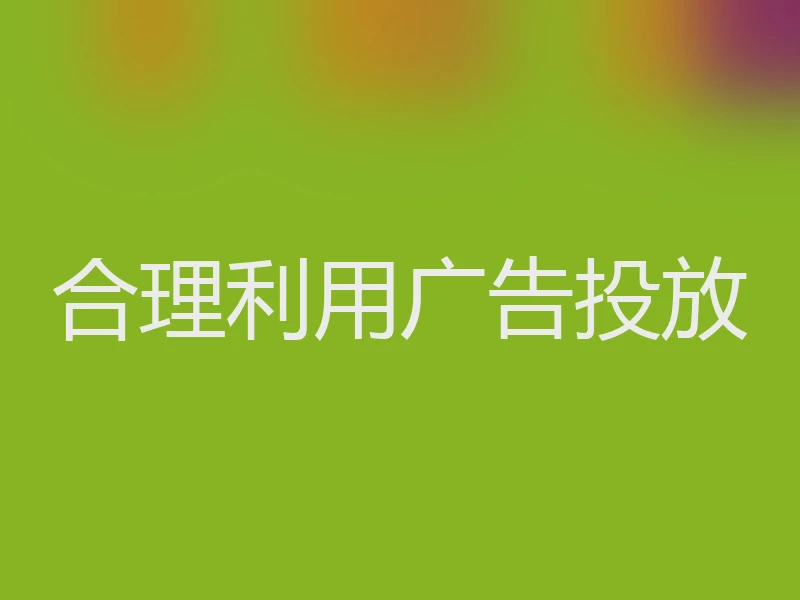 合理利用广告投放