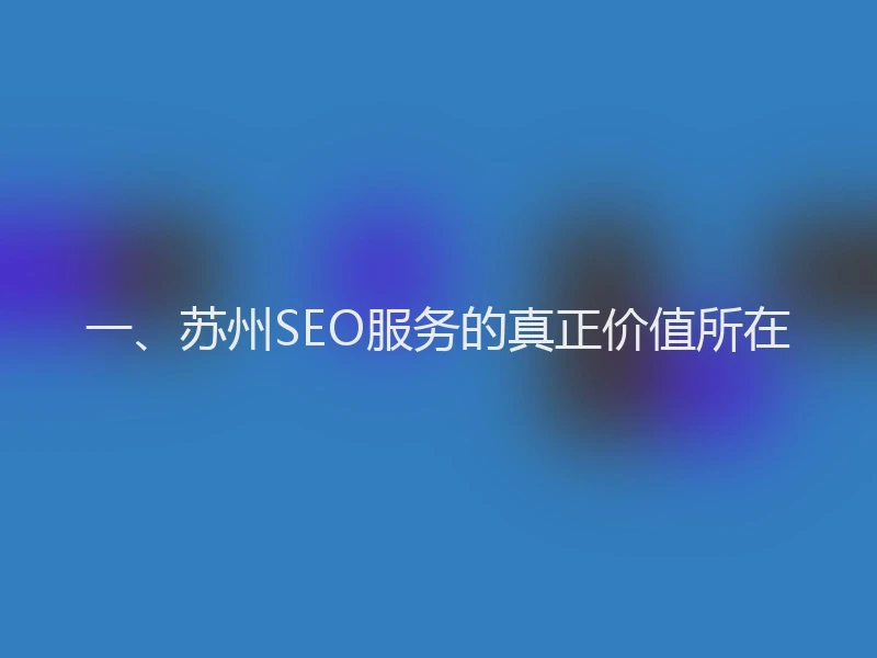 一、苏州SEO服务的真正价值所在