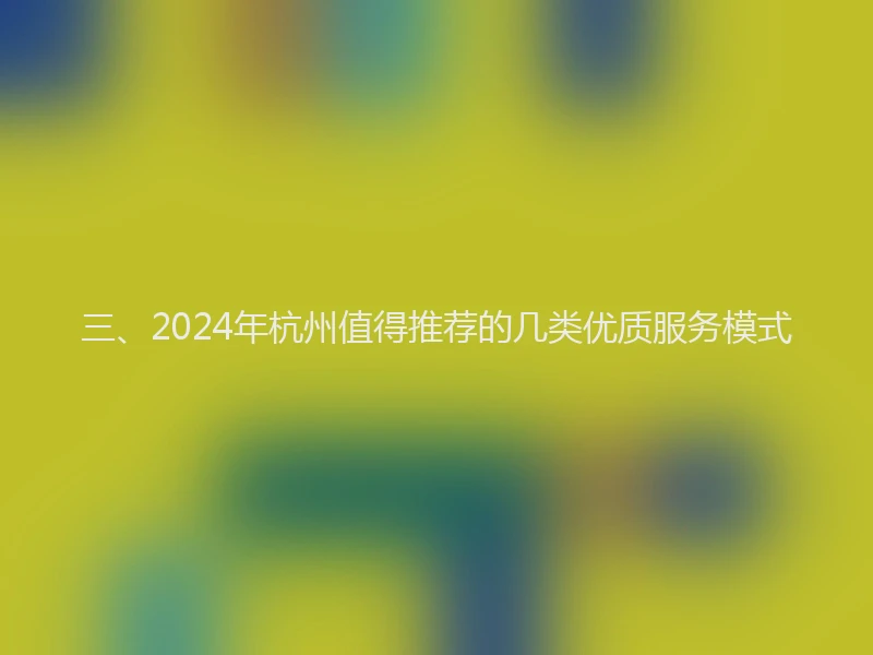 三、2024年杭州值得推荐的几类优质服务模式