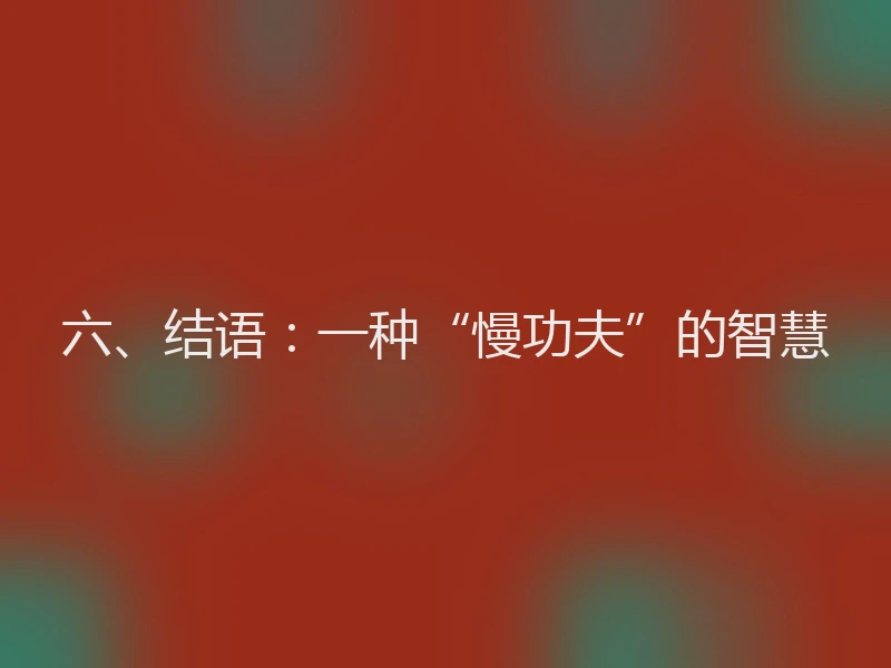 六、结语：一种“慢功夫”的智慧