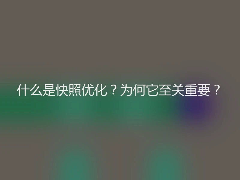 什么是快照优化？为何它至关重要？