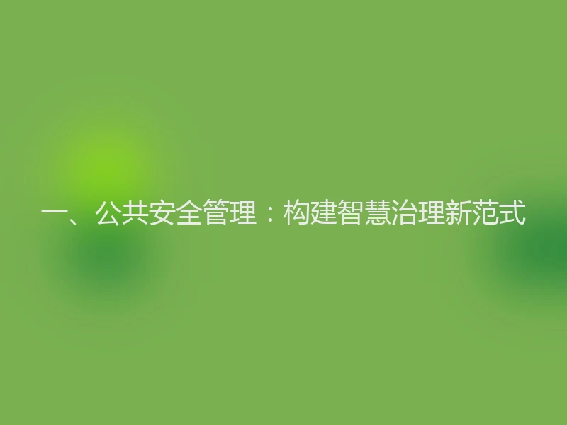 一、公共安全管理：构建智慧治理新范式