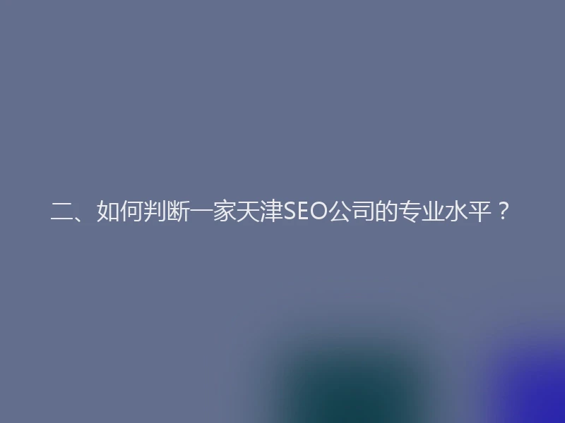 二、如何判断一家天津SEO公司的专业水平?