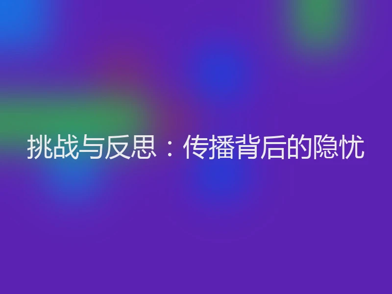 挑战与反思：传播背后的隐忧