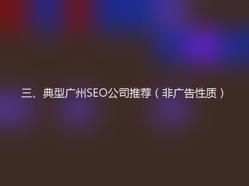 三、典型广州SEO公司推荐（非广告性质）