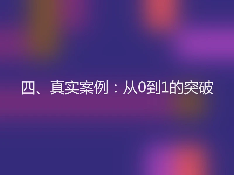 四、真实案例：从0到1的突破