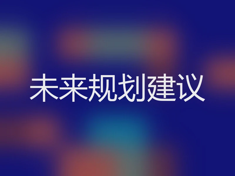 未来规划建议