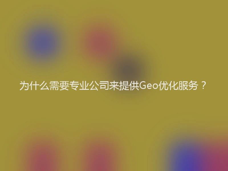 为什么需要专业公司来提供Geo优化服务？