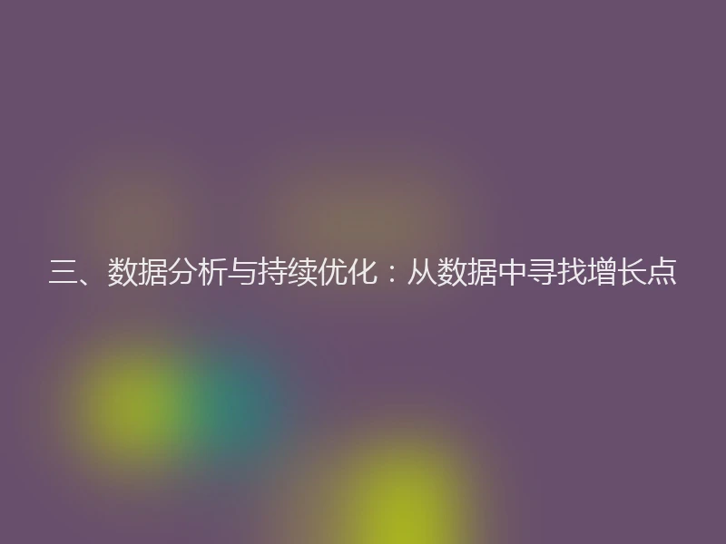 三、数据分析与持续优化：从数据中寻找增长点