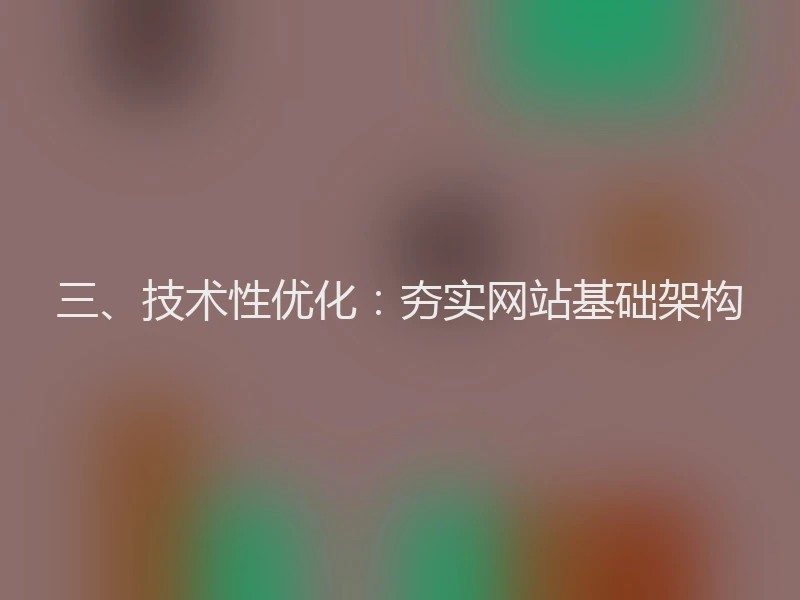 三、技术性优化：夯实网站基础架构