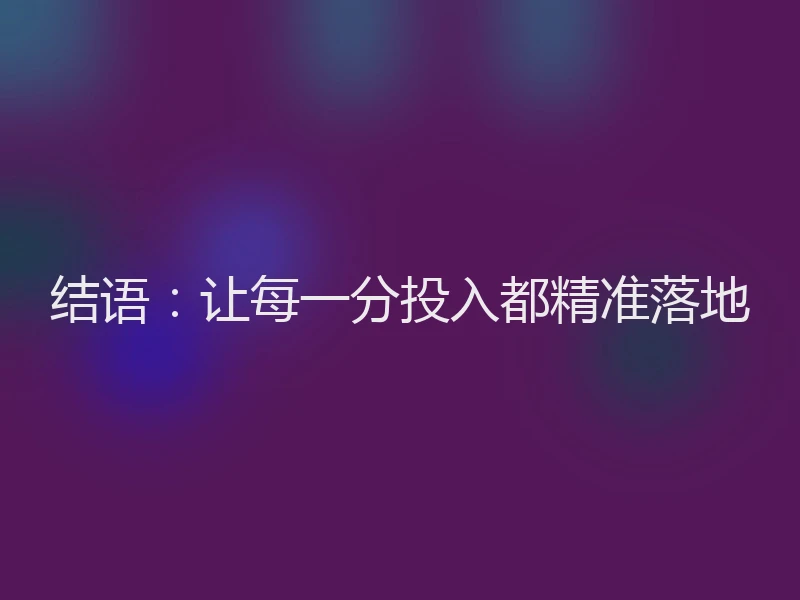 结语：让每一分投入都精准落地