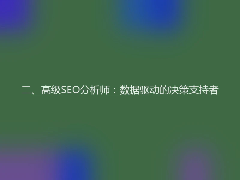二、高级SEO分析师：数据驱动的决策支持者