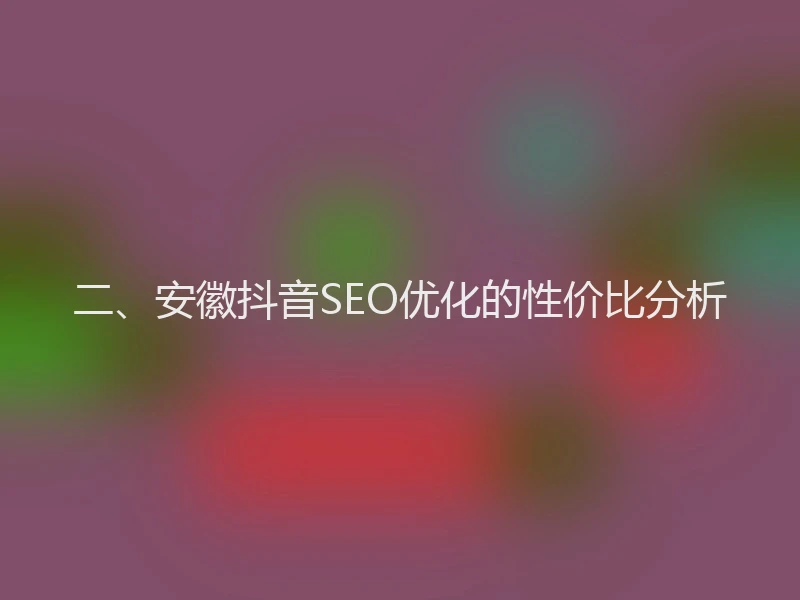 二、安徽抖音SEO优化的性价比分析