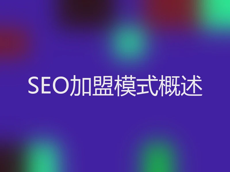 SEO加盟模式概述