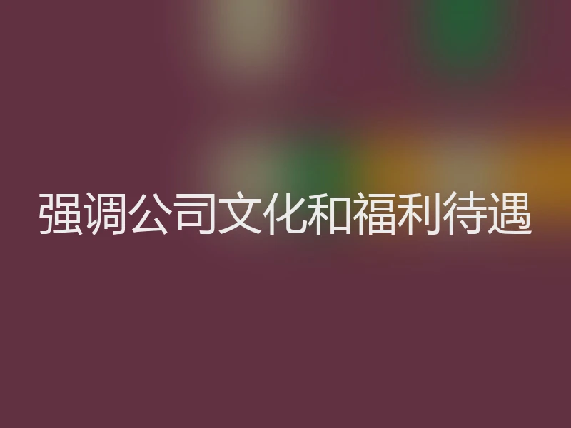 强调公司文化和福利待遇