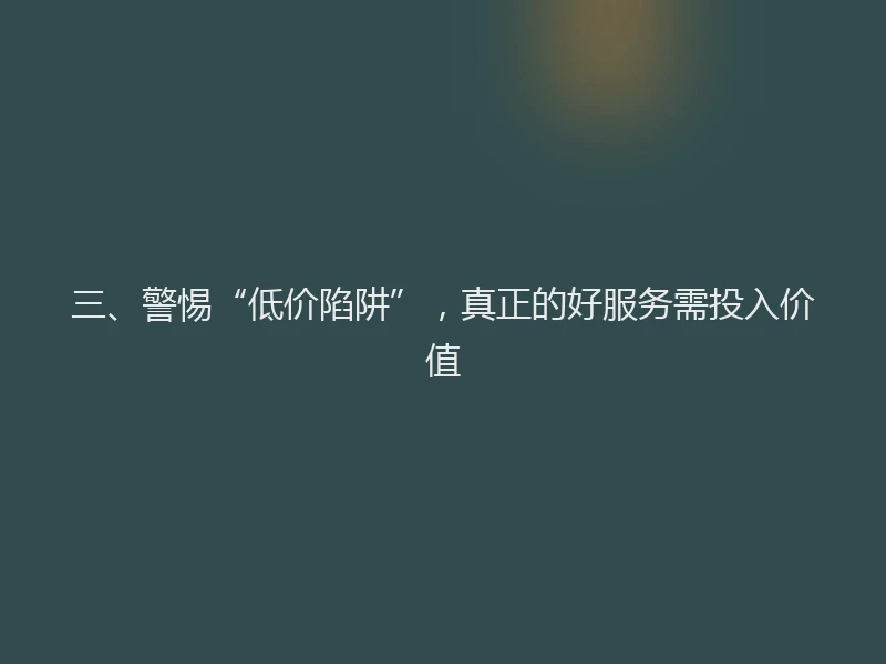 三、警惕“低价陷阱”，真正的好服务需投入价值